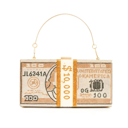 FMLV Crystal $10,000 Money Stack Handbag